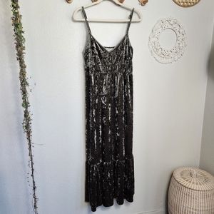 Lovestitch Velvet Spaghetti Strap Maxi Dress In Olive Green Women's Size…
